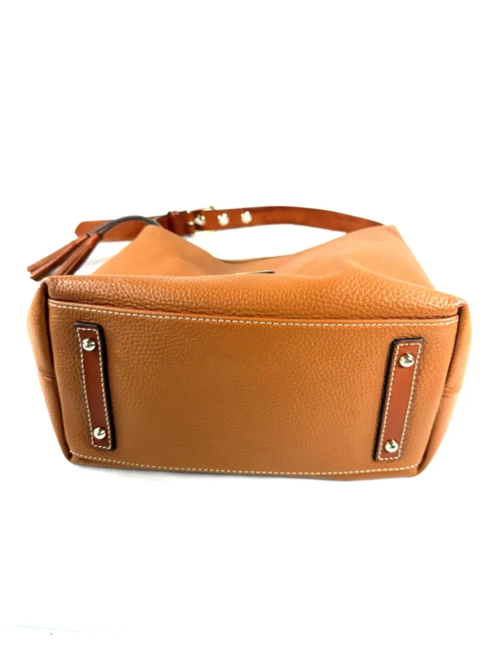 Dooney & Bourke Wexford Hobo Shoulder Bag Large Tan Pebbled Leather & Camel Brwn